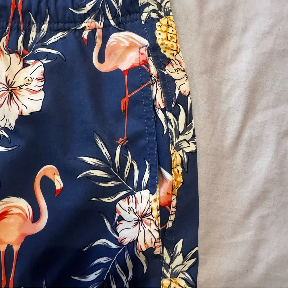 RAINFOREST Navy Flamingo Pineapple Swim Trunks - Picture 4 of 8